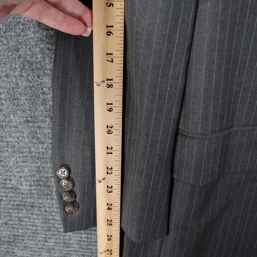 Hickey Freeman Sport Coat Mens 44L Wool Pinstripe Mitchells Westport Business